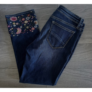 Driftwood Colette‎ Ricky Embroidered Ankle Straight Indigo Size 8 Stitchfix